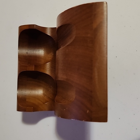 VINTAGE  DECATUR INDUSTRIES INC. GENUINE  WALNUT DECO DOUBLE SMOKING PIPE STAND - Picture 3 of 7